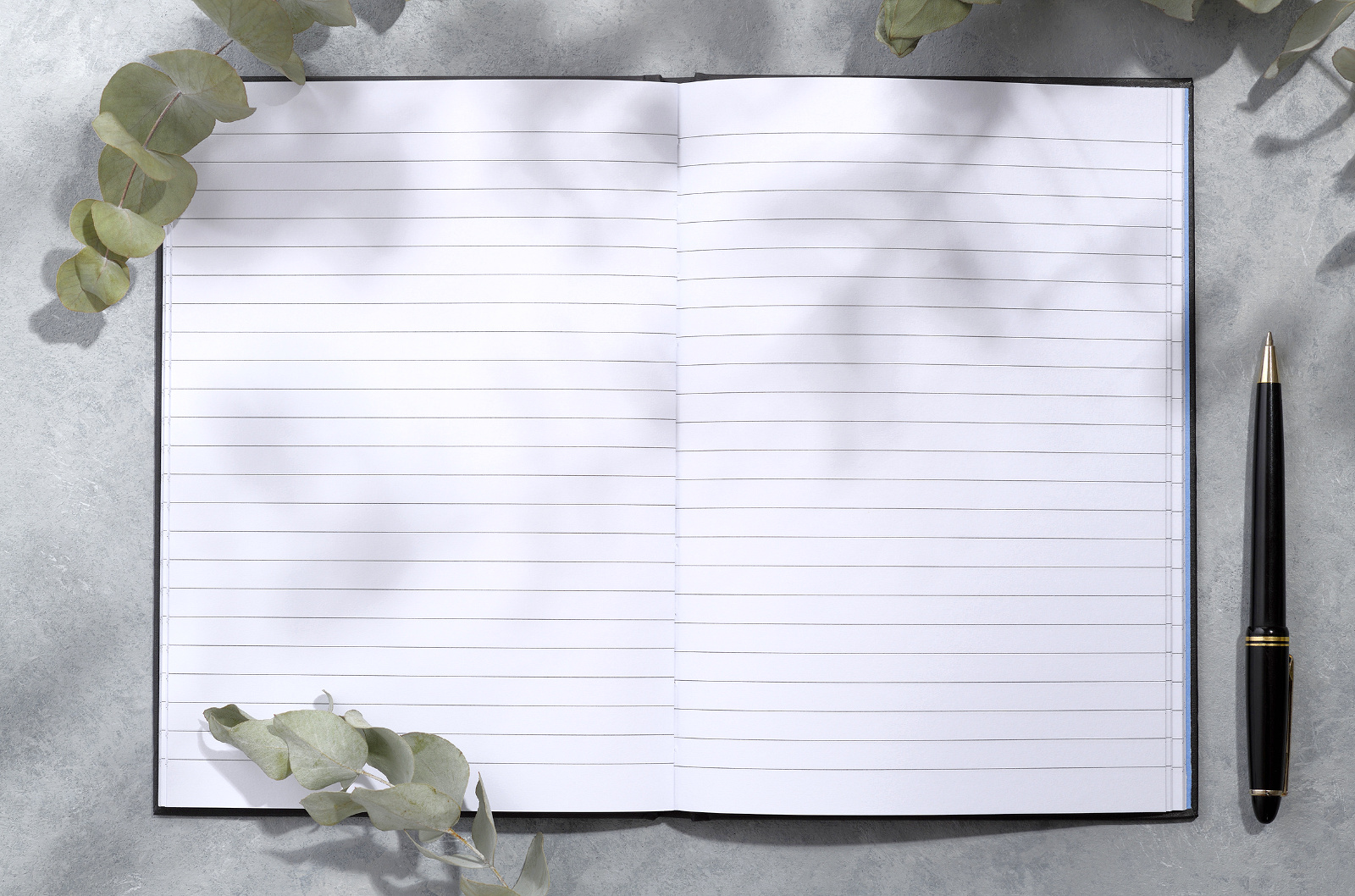 lined journal flat-lay